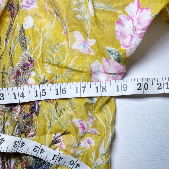 Aratta Silent Journey Yellow Floral Open Front Embroidered Cardigan - Picture 13 of 15